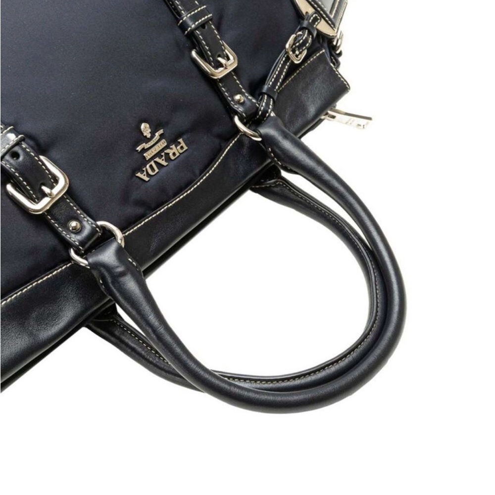 PRADA Nylon Leather 2 Way Shoulder/Top Handle Bag Navy Crossbody (NWOT) - Picture 6 of 11